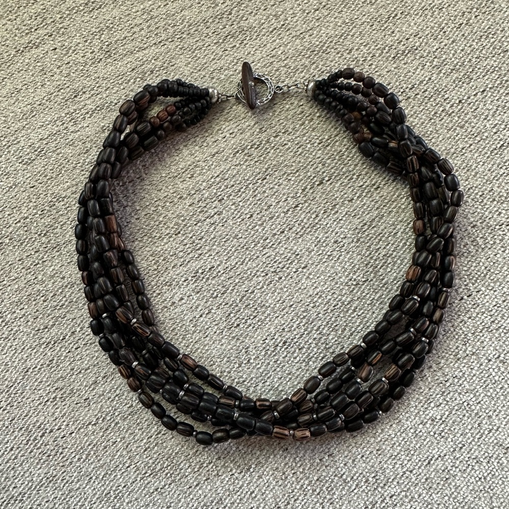 Silpada 6 strand Sterling Silver and Palm Wood necklace